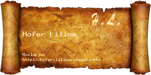 Hofer Liliom névjegykártya